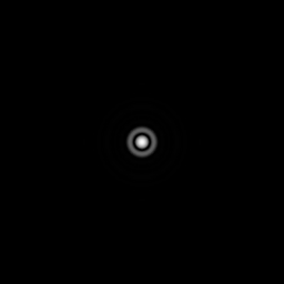 Airyho disk Meade ACF teleskop 5mm od stredu zorného poľa