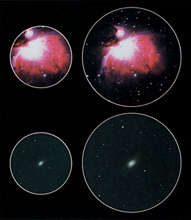 Porovnanie zorného poľa rôznych typov astro okulárov